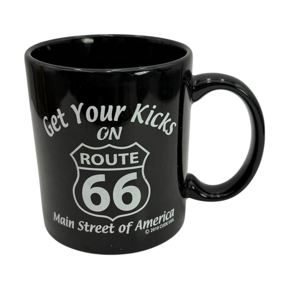 Route 66 Black Commemorative‎ Coffee Mug "Get Your Kicks"  Main Street Nostalgia
